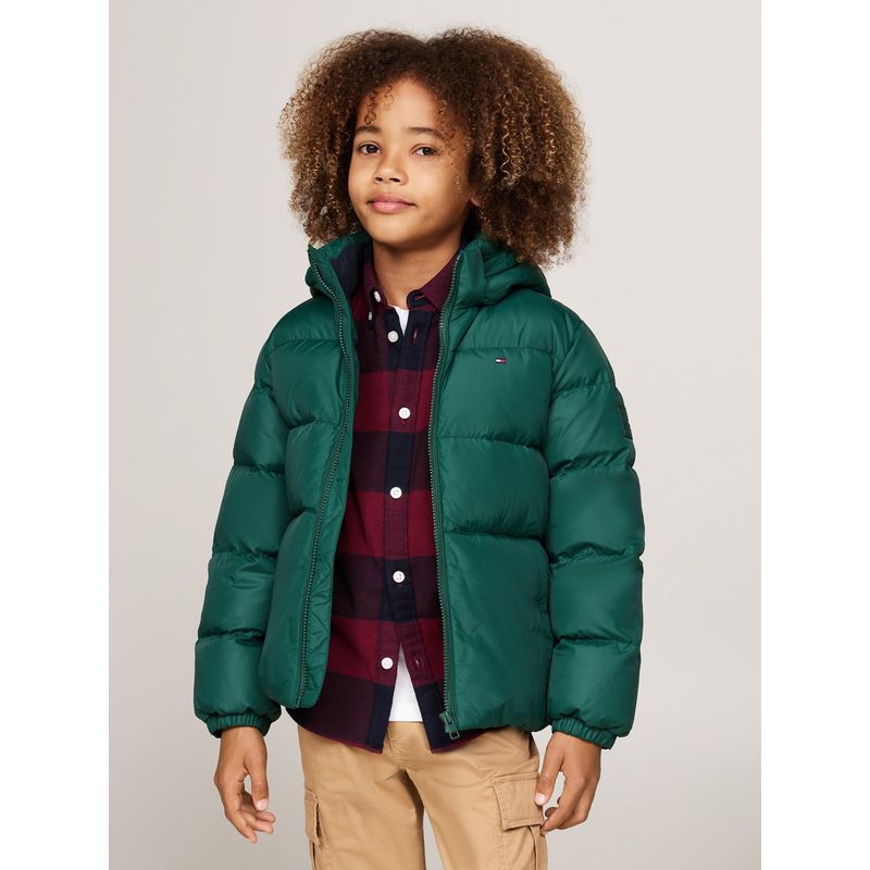 TOMMY HILFIGER - Chaqueta Niño Verde Essential Acolchada Con Gorro Tommy Hilfiger