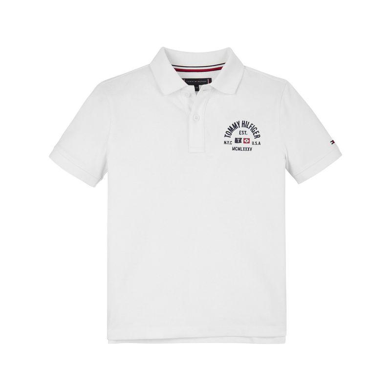 TOMMY HILFIGER - Polo Blanca De Corte Regular Con Logo Para Niño Tommy Hilfiger