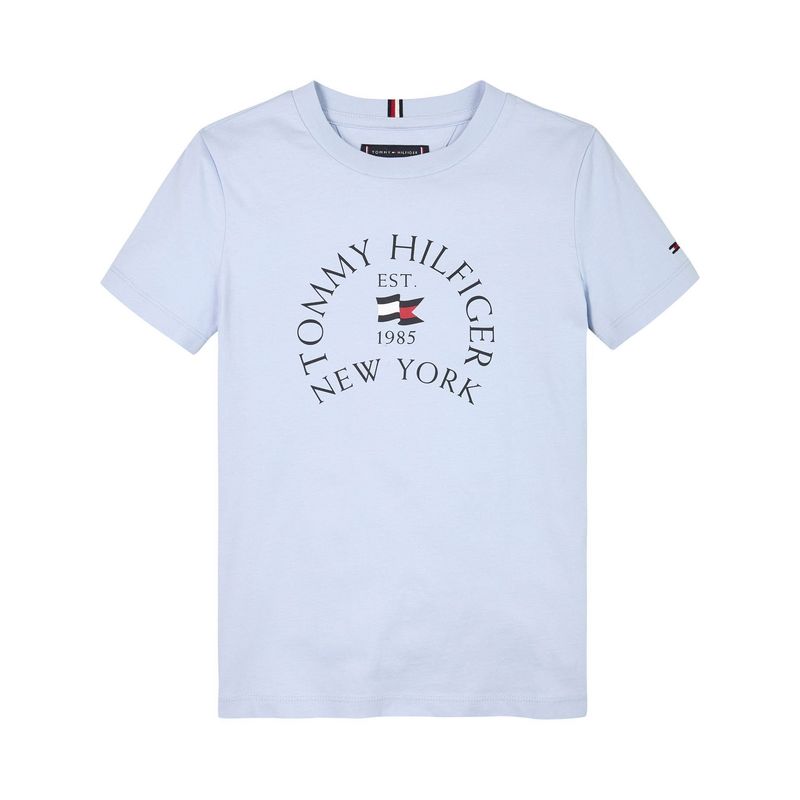 TOMMY HILFIGER - Camiseta Niño Celeste Con Logo Náutico De Corte Regular Tommy Hilfiger