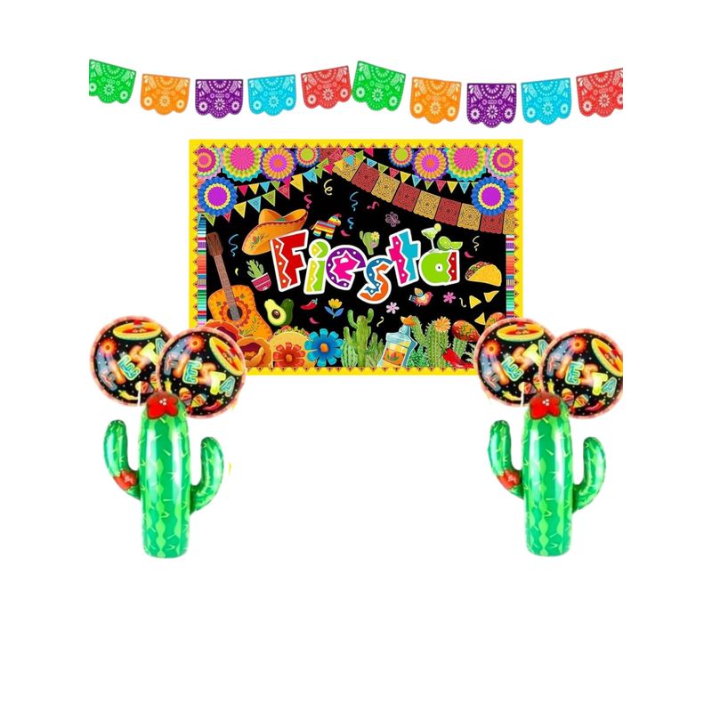 GENERICO - Decoración Fiesta Mexicana Globos Abanicos Guirnalda