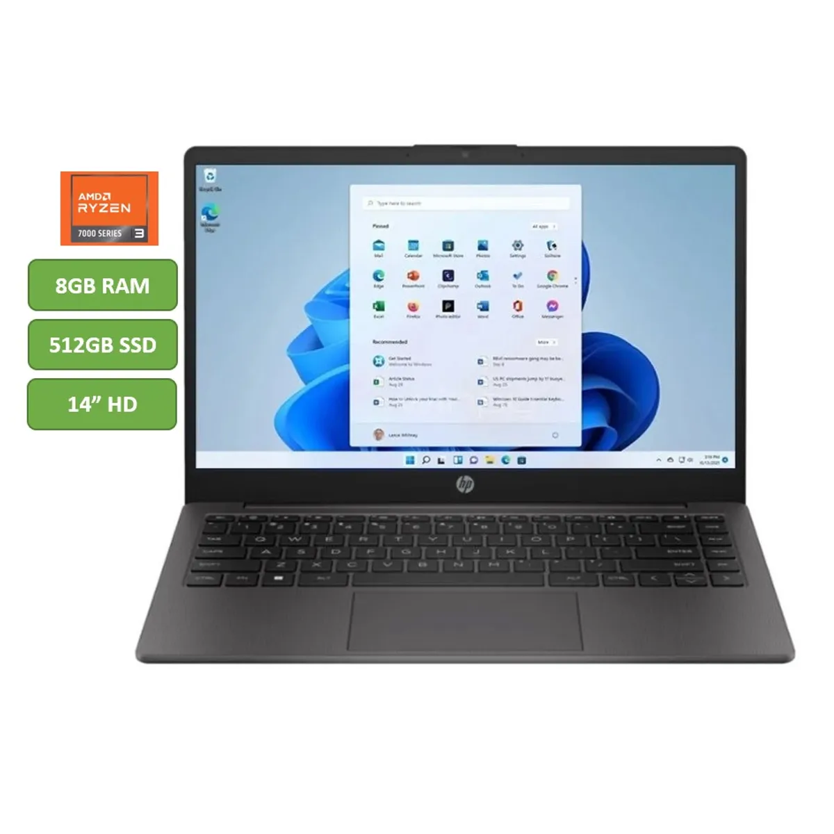 HP - PORTATIL HP - RYZEN 3 7330U - 8GB RAM - 512GB SSD - 14" HD - MOD: 245 G10 - COMPUTADOR PORTATIL