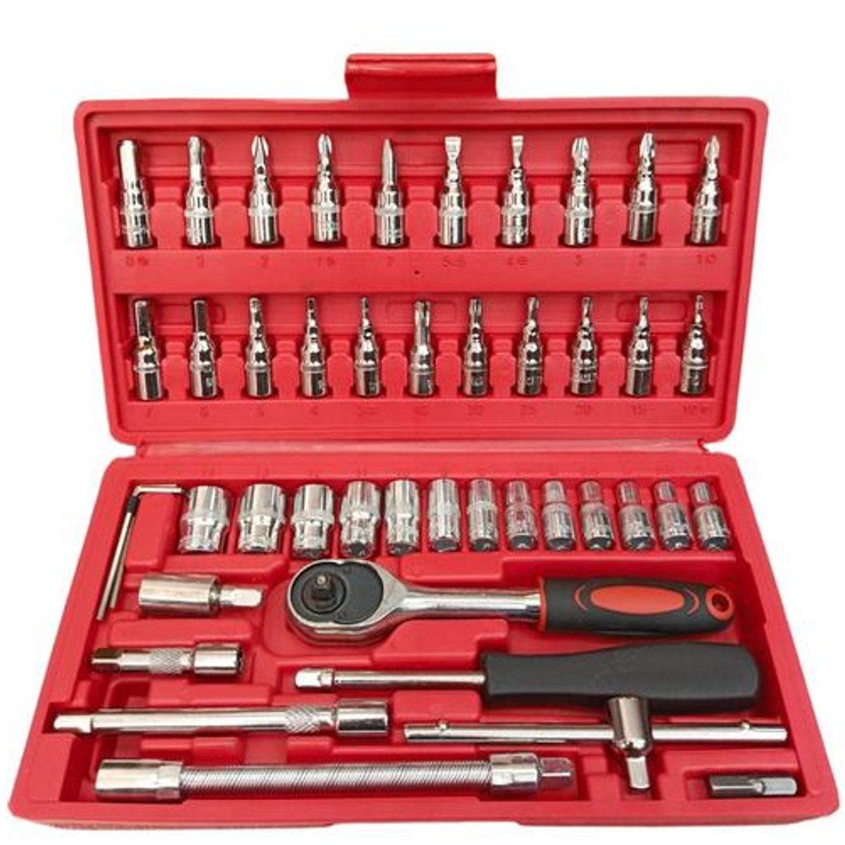 GENERICO - Juego De Copas Y Ratchet 46 Piezas Vanadio Cromado