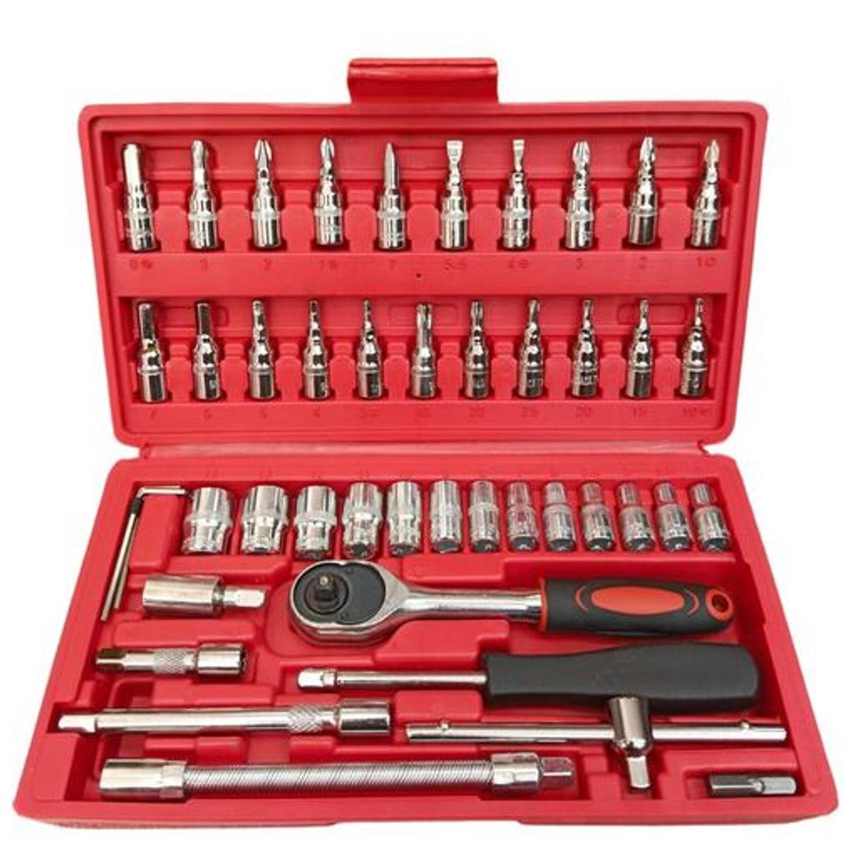 GENERICO - Juego De Copas Y Ratchet 46 Piezas Vanadio Cromado