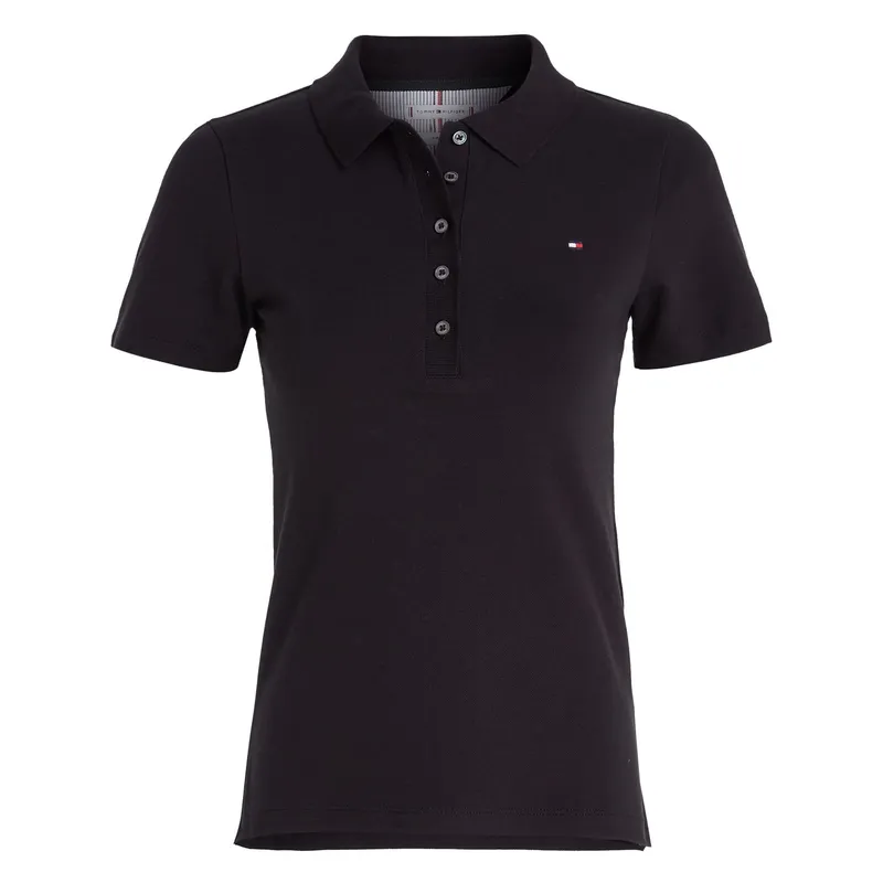TOMMY HILFIGER - Polo negro de corte slim con tejido pique Tommy Hilfiger