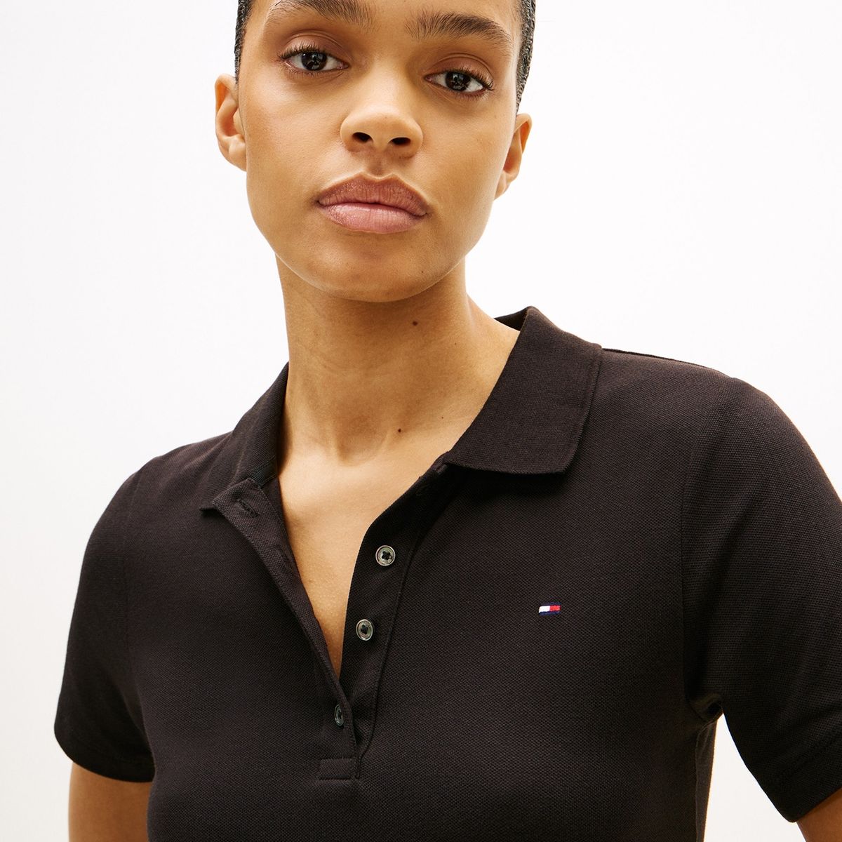 TOMMY HILFIGER - Polo negro de corte slim con tejido pique Tommy Hilfiger