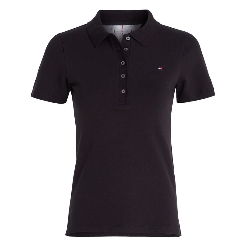 TOMMY HILFIGER - Polo negro de corte slim con tejido pique Tommy Hilfiger