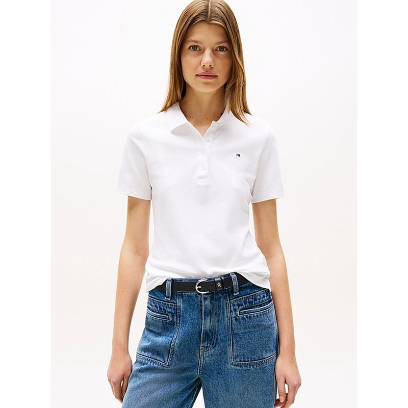 TOMMY HILFIGER - Polo blanco de corte slim con tejido pique Tommy Hilfiger