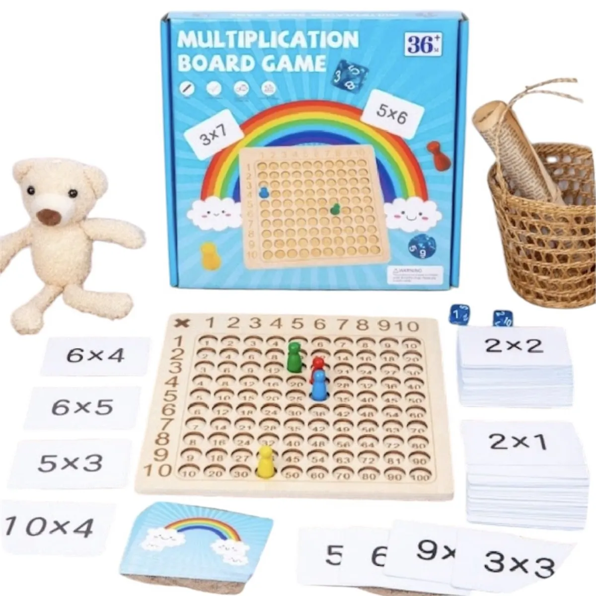 GENERICO - Juego de Matematicas Multiplicar Madera Montessori