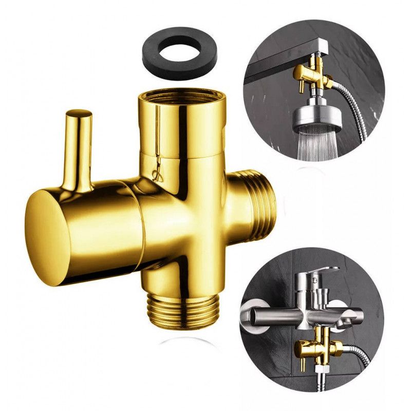 GENERICO - Desviador Pequeño De Ducha Metal Dorado Para Teleducha Tames