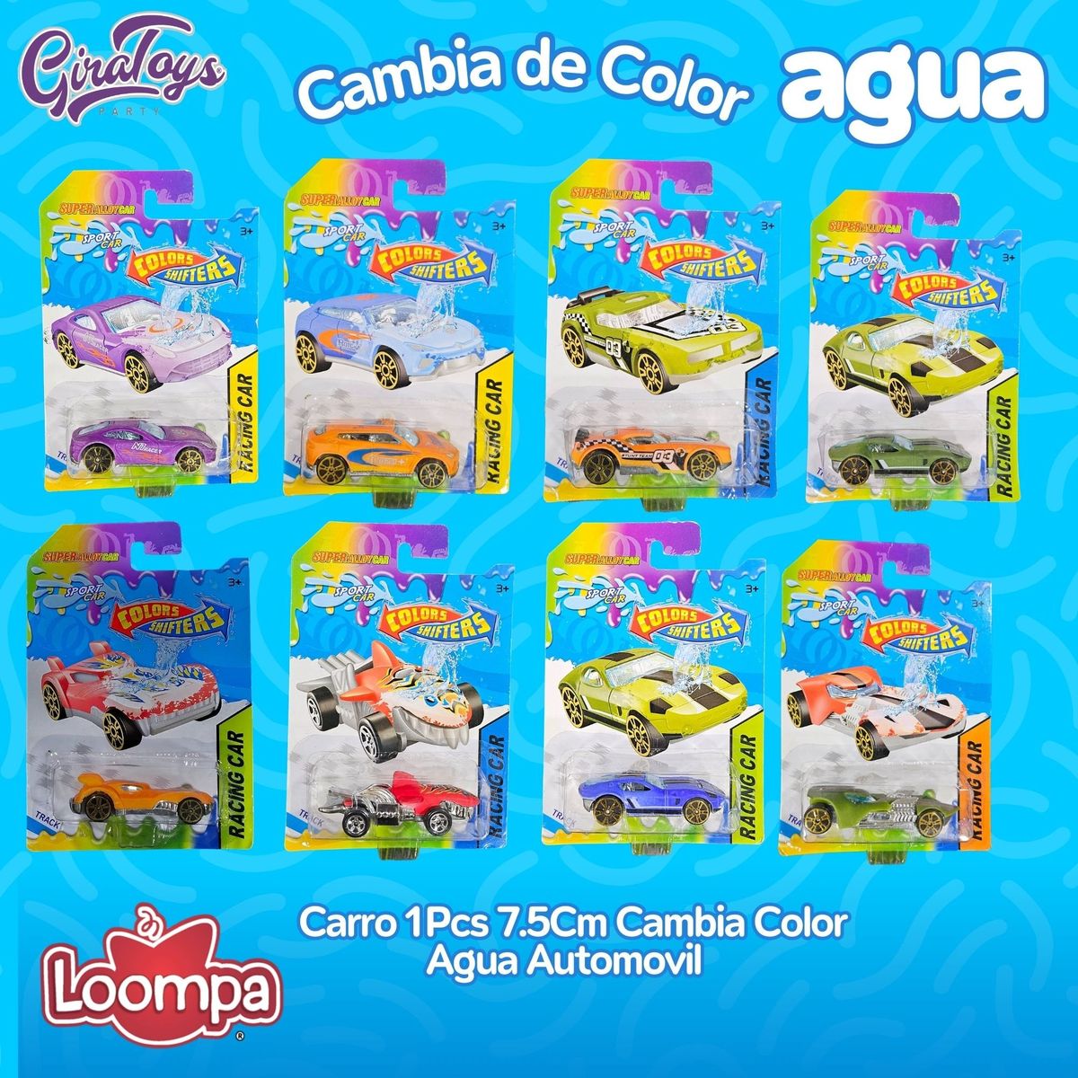 LOOMPA - Juguete Carro Cambia Color Agua Racing Colors Shifters