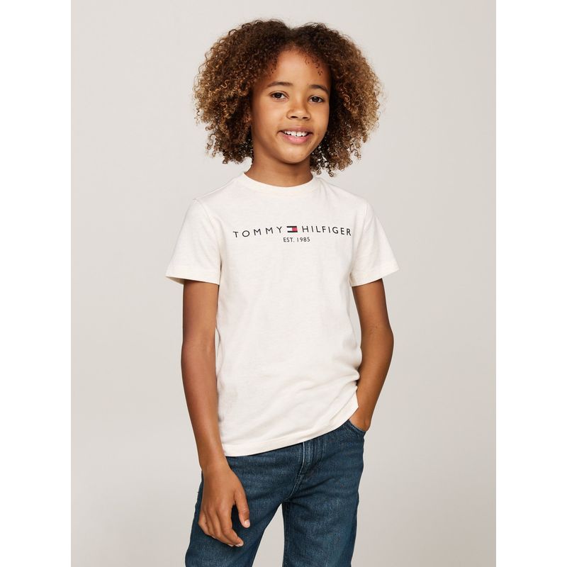 TOMMY HILFIGER - Camiseta Niño Blanca Essential Cuello Redondo Con Logo Tommy Hilfiger