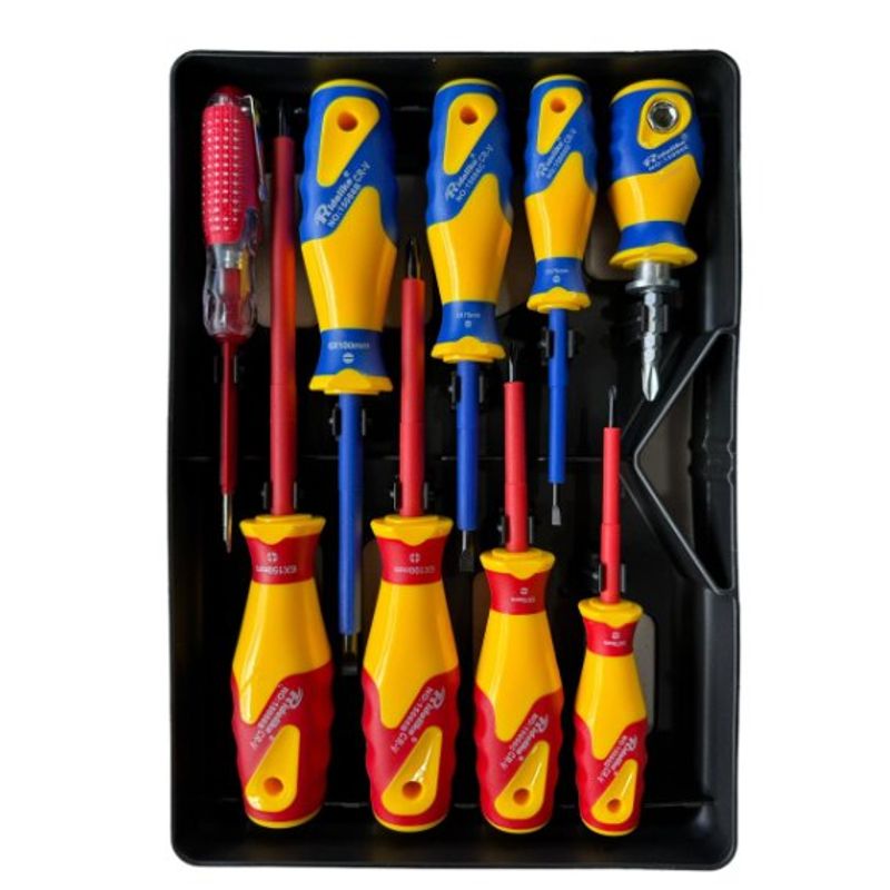 GENERICO - Destornilladores Dieléctricos Con Tester Juego x8