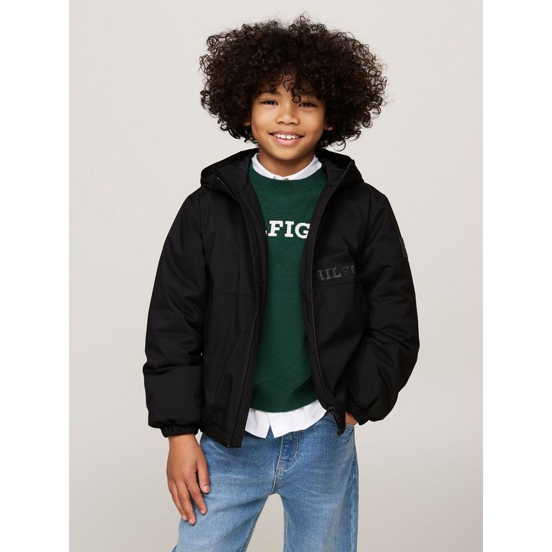 TOMMY HILFIGER - Chaqueta Niño Negra Acolchada Con Logo Monotipo Tommy Hilfiger
