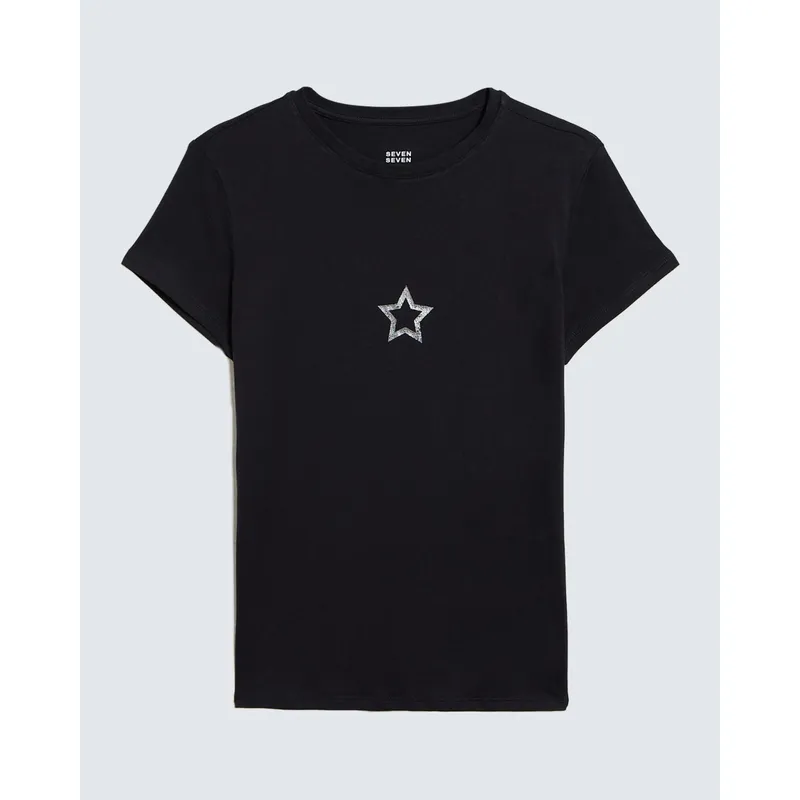 SEVEN SEVEN - Camiseta Para Mujer Manga Corta Color Negro Marca Seven Seven #28096087