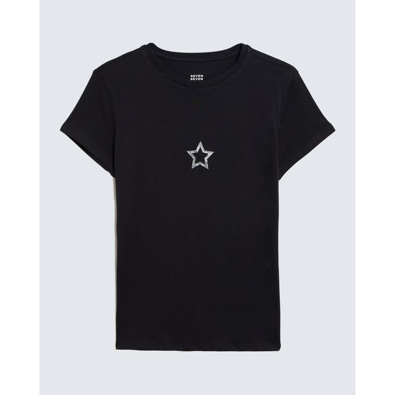 SEVEN SEVEN - Camiseta Para Mujer Manga Corta Color Negro Marca Seven Seven #28096087