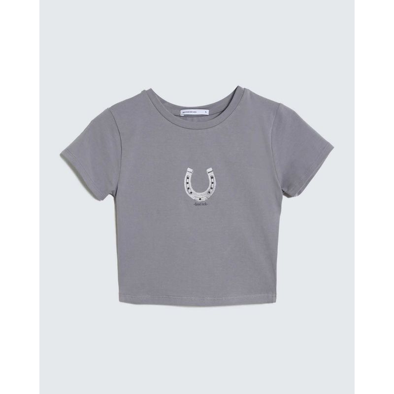 SEVEN SEVEN - Camiseta Para Mujer Manga Corta Color Gris  Marca Seven Seven #28096098