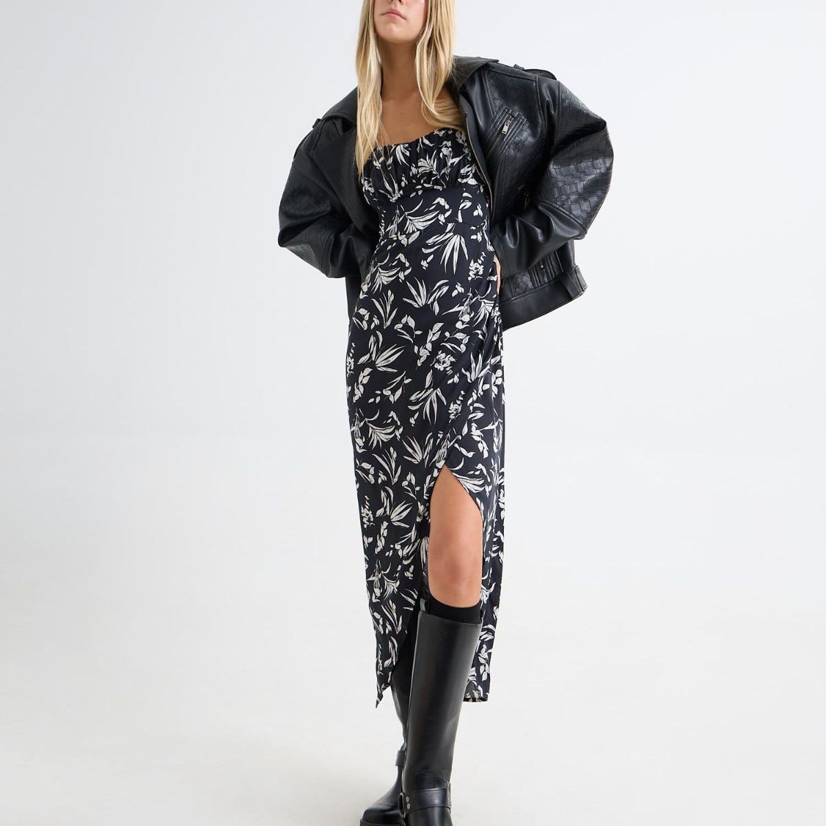 SEVEN SEVEN - Vestido Maxi Estampado  Para Mujer Negro Seven Seven