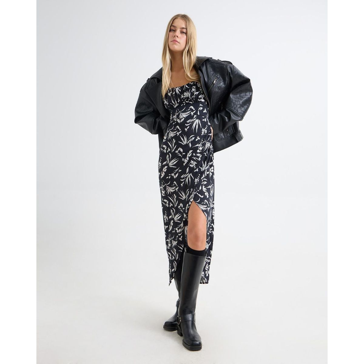SEVEN SEVEN - Vestido Maxi Estampado  Para Mujer Negro Seven Seven
