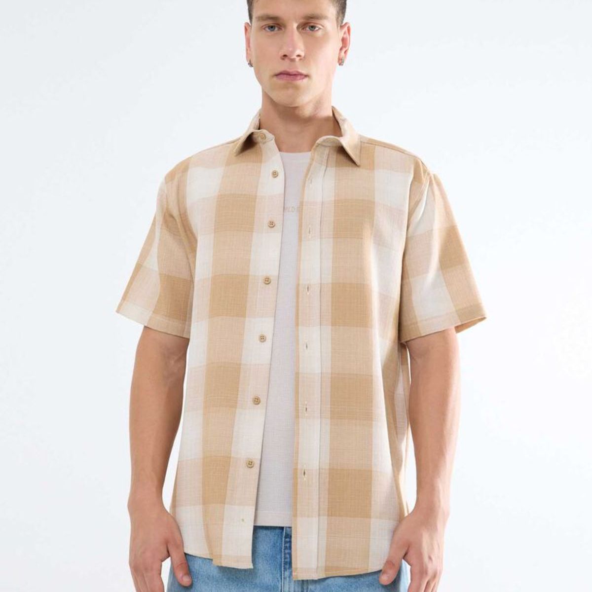 SEVEN SEVEN - Camisa A Cuadros  Para Hombre Café Seven Seven