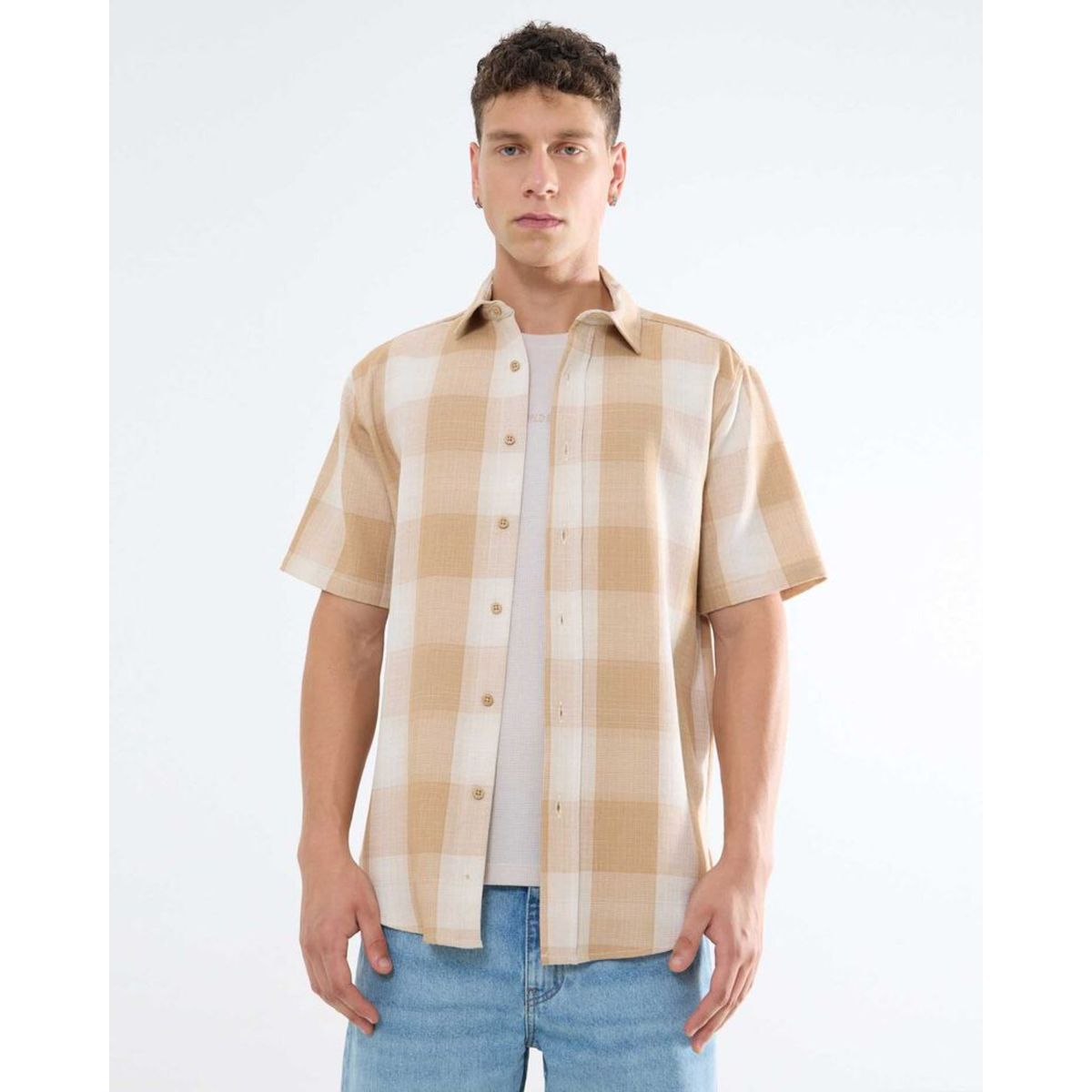 SEVEN SEVEN - Camisa A Cuadros  Para Hombre Café Seven Seven