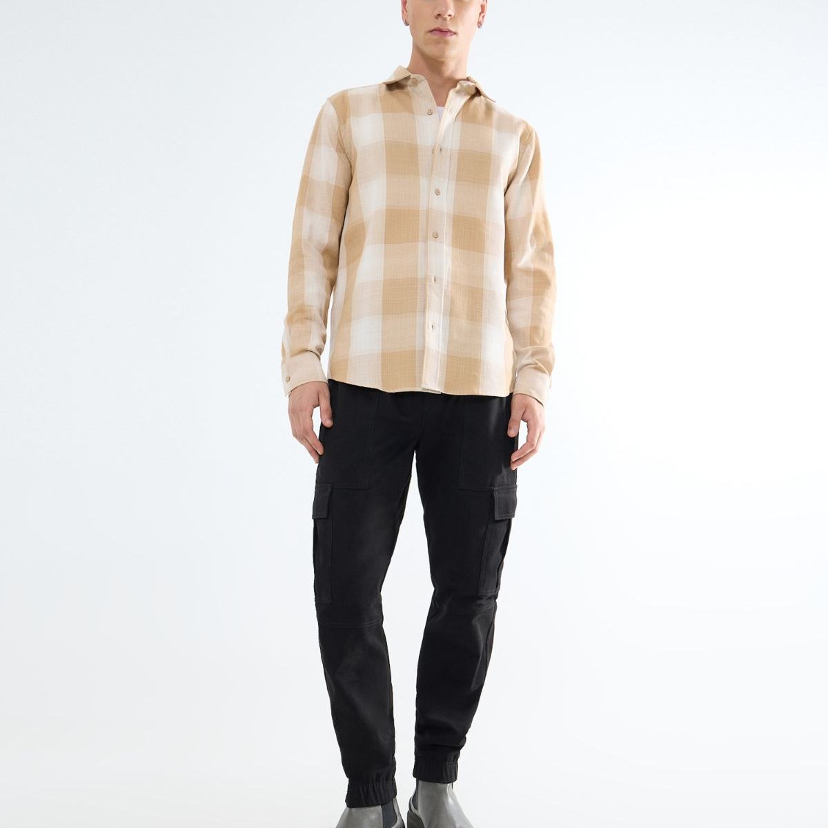 SEVEN SEVEN - Camisa A Cuadros  Para Hombre Naranja Seven Seven