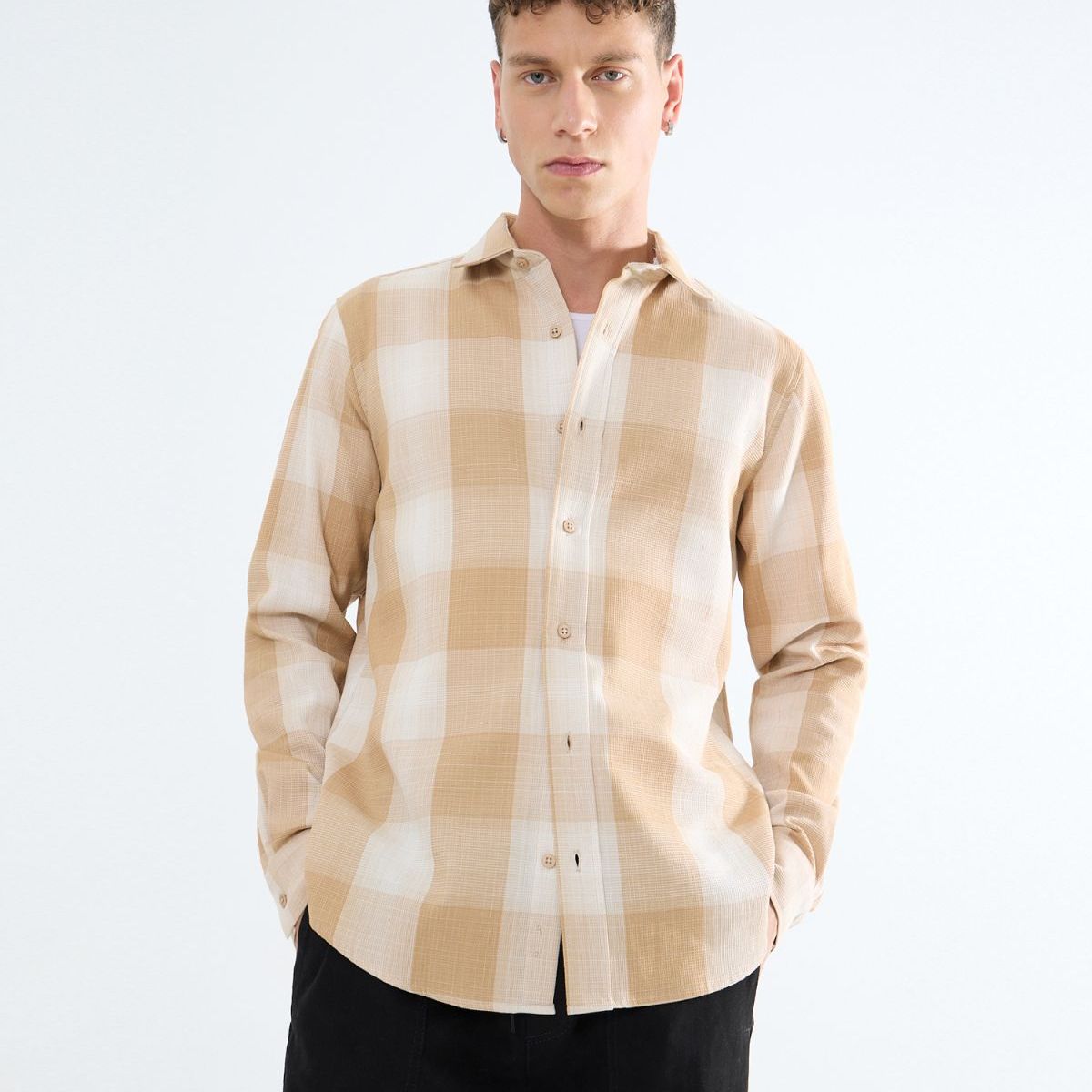 SEVEN SEVEN - Camisa A Cuadros  Para Hombre Naranja Seven Seven