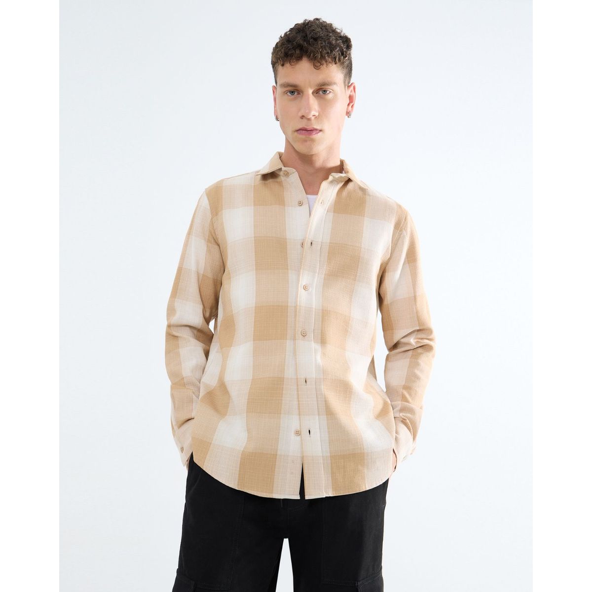 SEVEN SEVEN - Camisa A Cuadros  Para Hombre Naranja Seven Seven