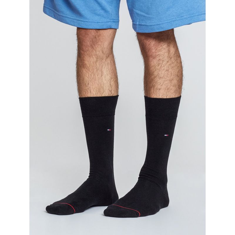 TOMMY HILFIGER - Pack negro de 3 calcetines con logo bordado Tommy Hilfiger