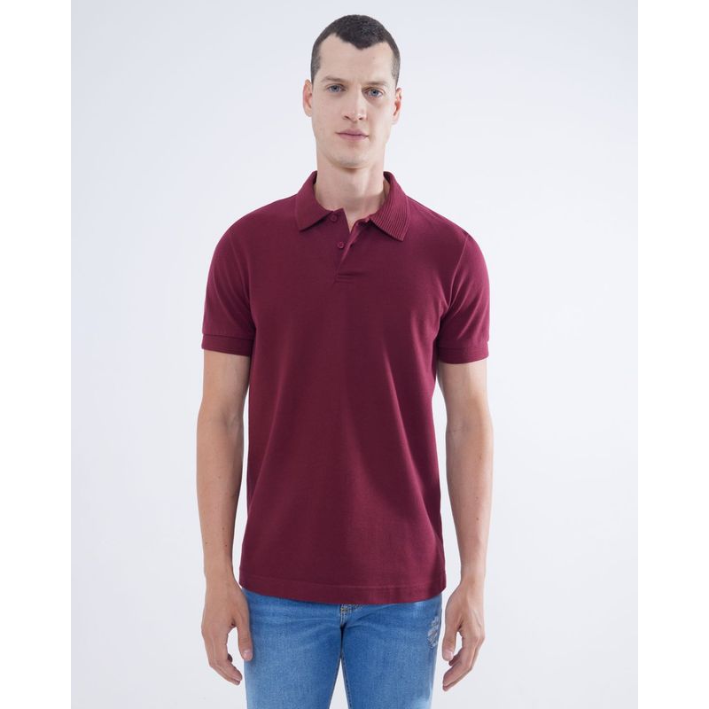 SEVEN SEVEN - Polo Para Hombre Cuello Tejido  Color Vino Marca Seven Seven #45110831