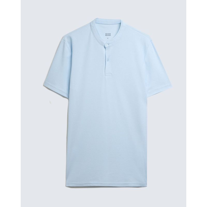 SEVEN SEVEN - Polo Para Hombre Cuello Mao  Color Celeste Marca Seven Seven #45110857