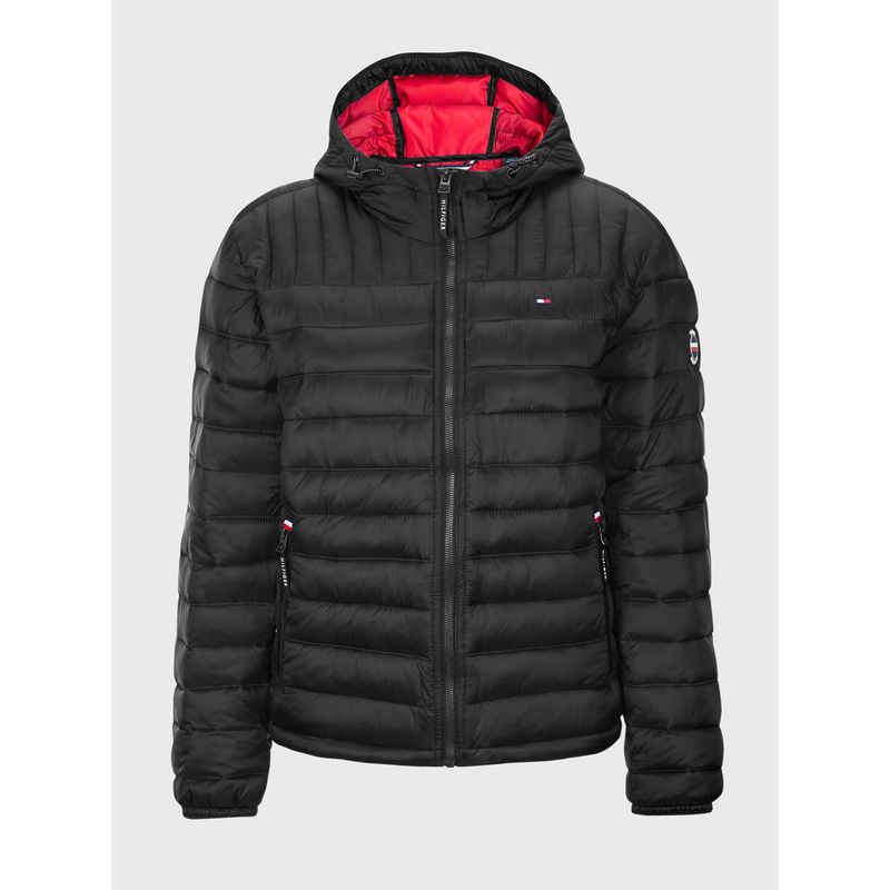 TOMMY HILFIGER - Chaqueta negra acolchada con logo Tommy Hilfiger