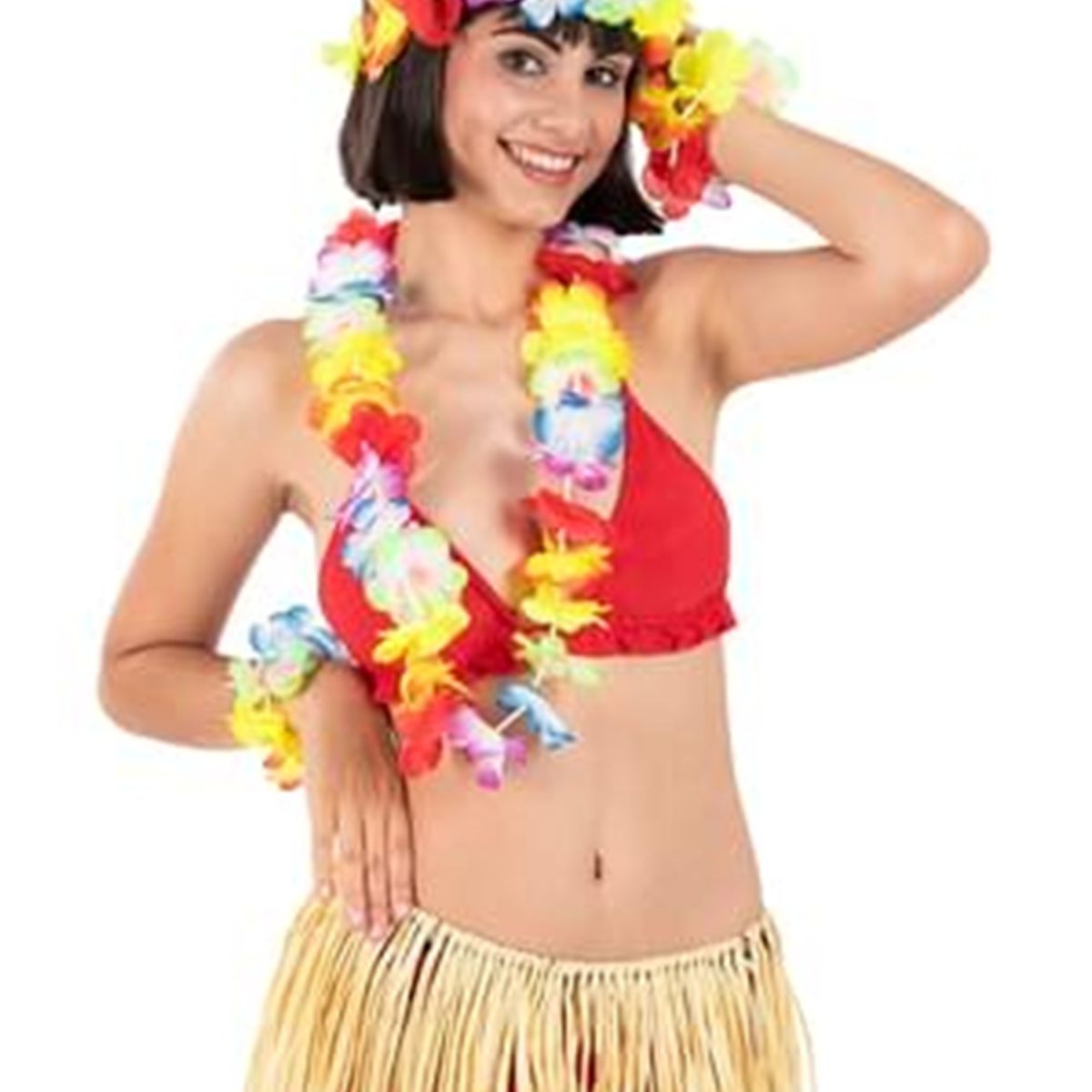 GENERICO - Disfraz mujer Disfraz De Baile Hawaiano Falda Y Flores