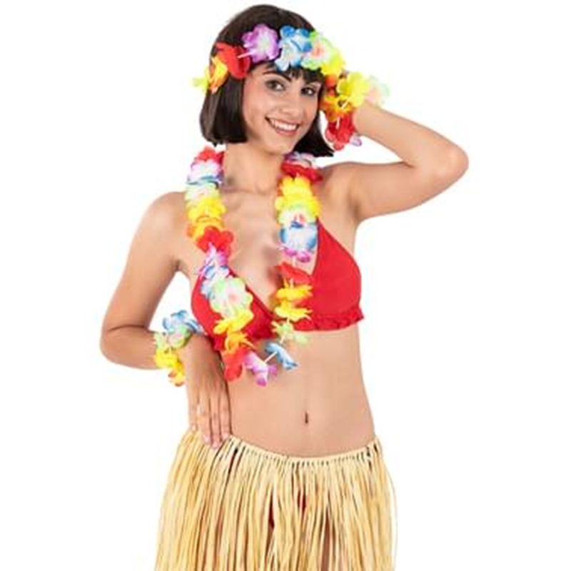 GENERICO - Disfraz mujer Disfraz De Baile Hawaiano Falda Y Flores