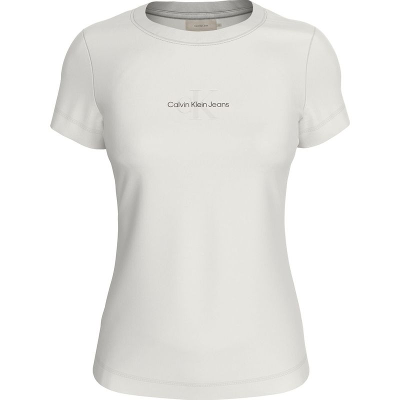 CALVIN KLEIN - Camiseta blanca slim con logotipo tonal Calvin Klein