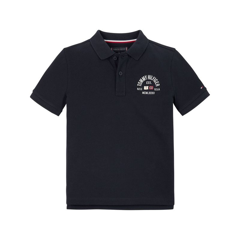 TOMMY HILFIGER - Polo Azul Niño De Corte Regular Con Logo Tommy Hilfiger
