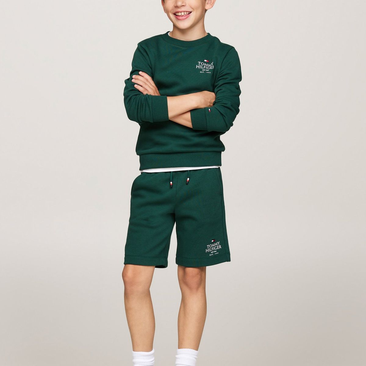 TOMMY HILFIGER - Bermudas Niño Verde Con Logo Tommy Hilfiger