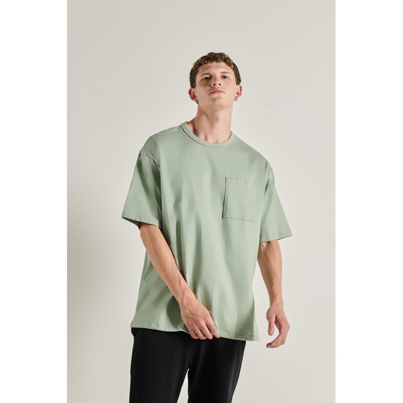 KOAJ - KOAJ Camiseta oversize unicolor con manga corta y bolsillo cua HOMBRE