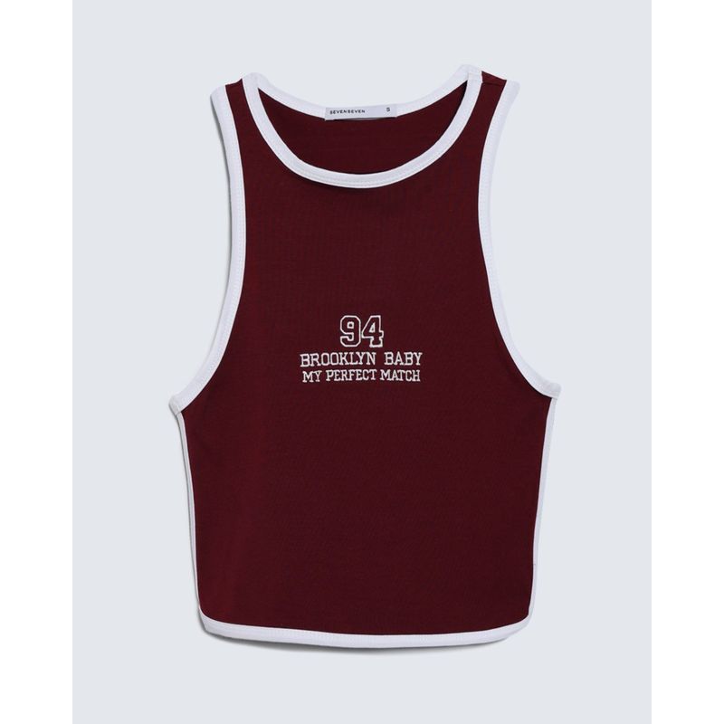 SEVEN SEVEN - Crop Top Para Mujer Manga Sisa Color Vino Marca Seven Seven #28095935