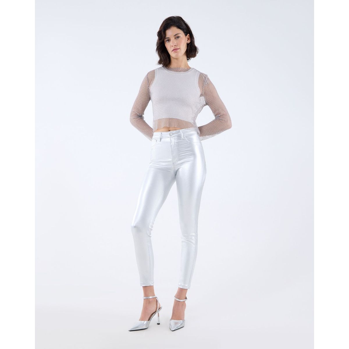 SEVEN SEVEN - Jeans Skinny Metalizado  Para Mujer Plata Seven Seven