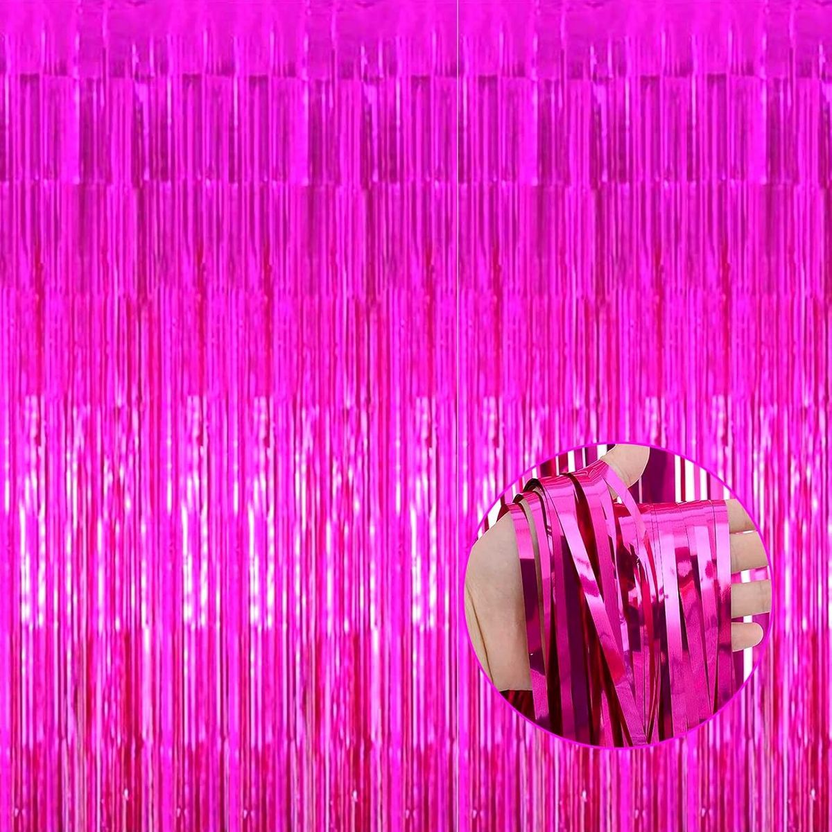 GENERICO - Cortinas Metalizadas Para Fiestas Cumpleaños X1 Und fucsia