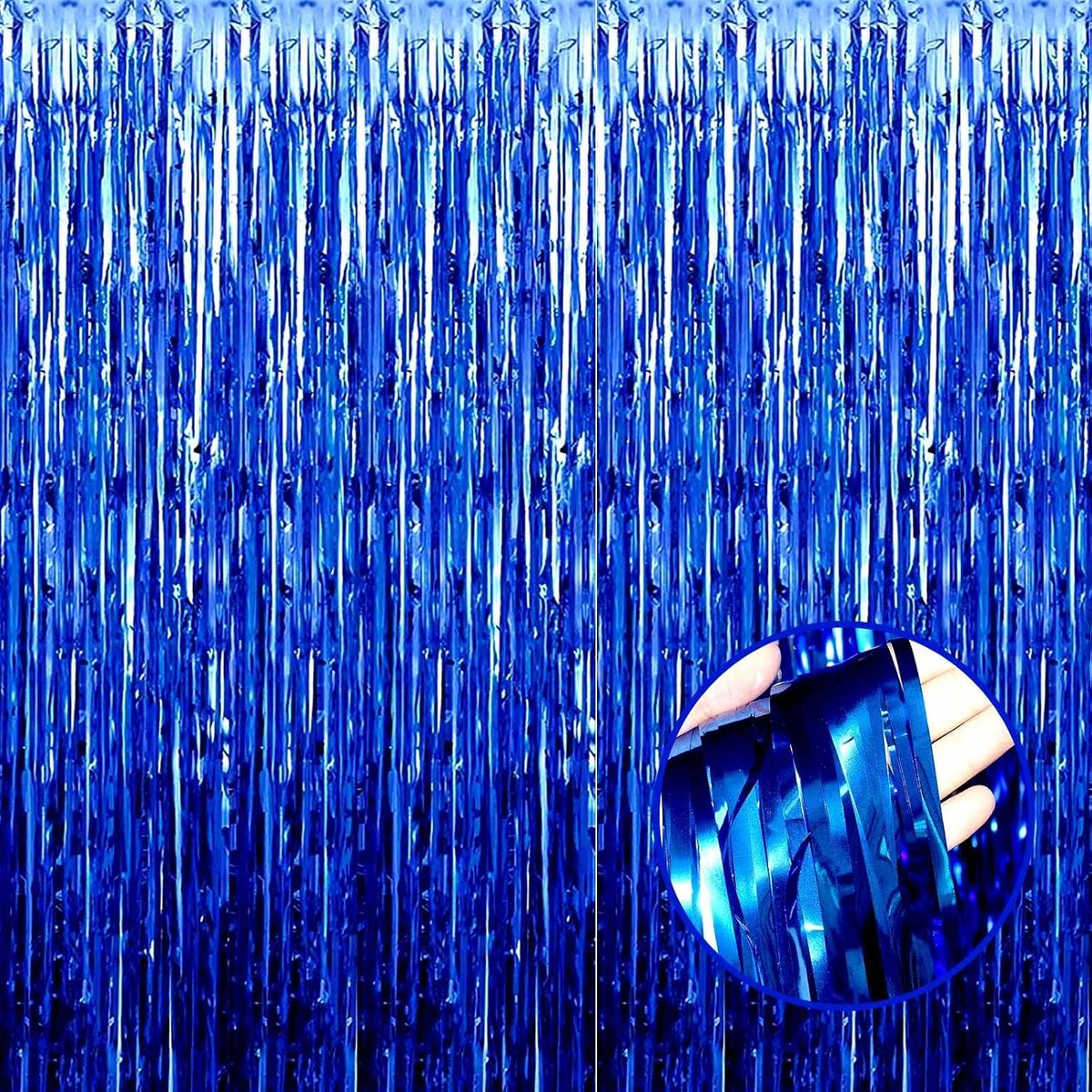 GENERICO - Cortinas Metalizadas Fiestas Cumpleaños X1 Und azul oscuro