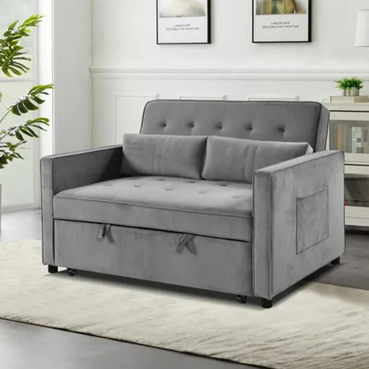 PLUMA HOME - Sofacama ITALIANO Moderno y elegante GRIS   2 puestos Multifuncional