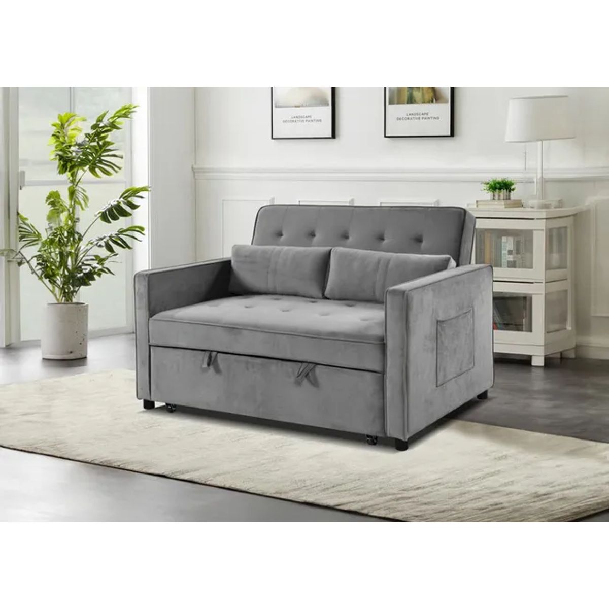 PLUMA HOME - Sofacama ITALIANO Moderno y elegante GRIS   2 puestos Multifuncional