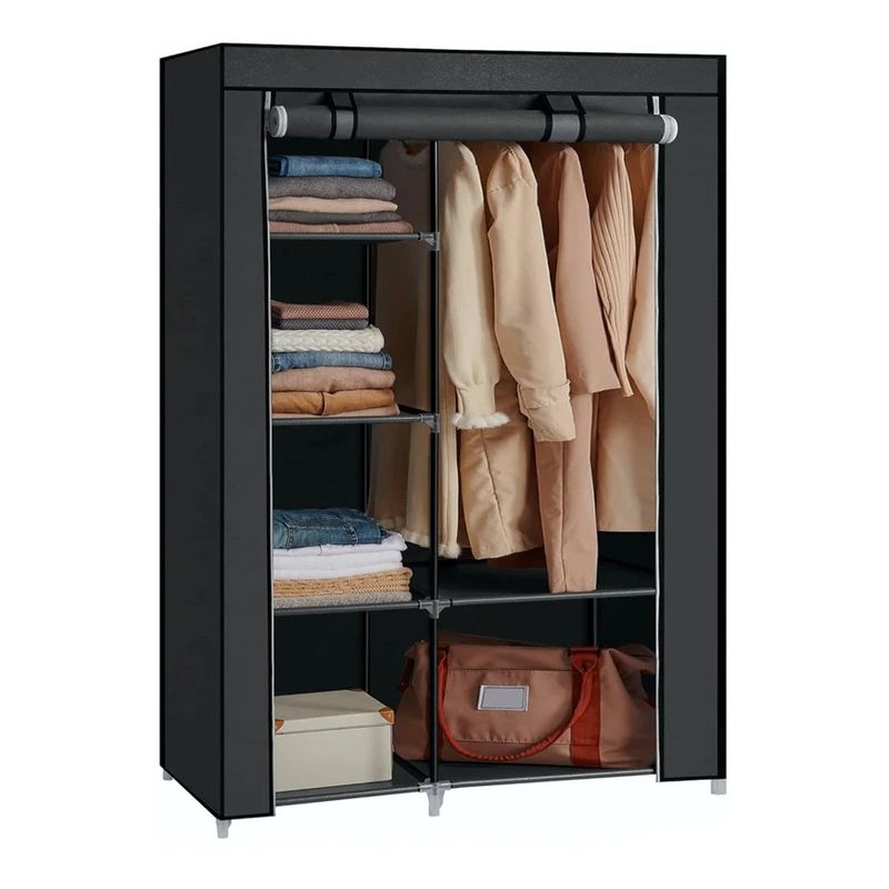 GENERICO - Armario De Tela Desarmable Closet Plegable Doble 105 X 175cm Negro