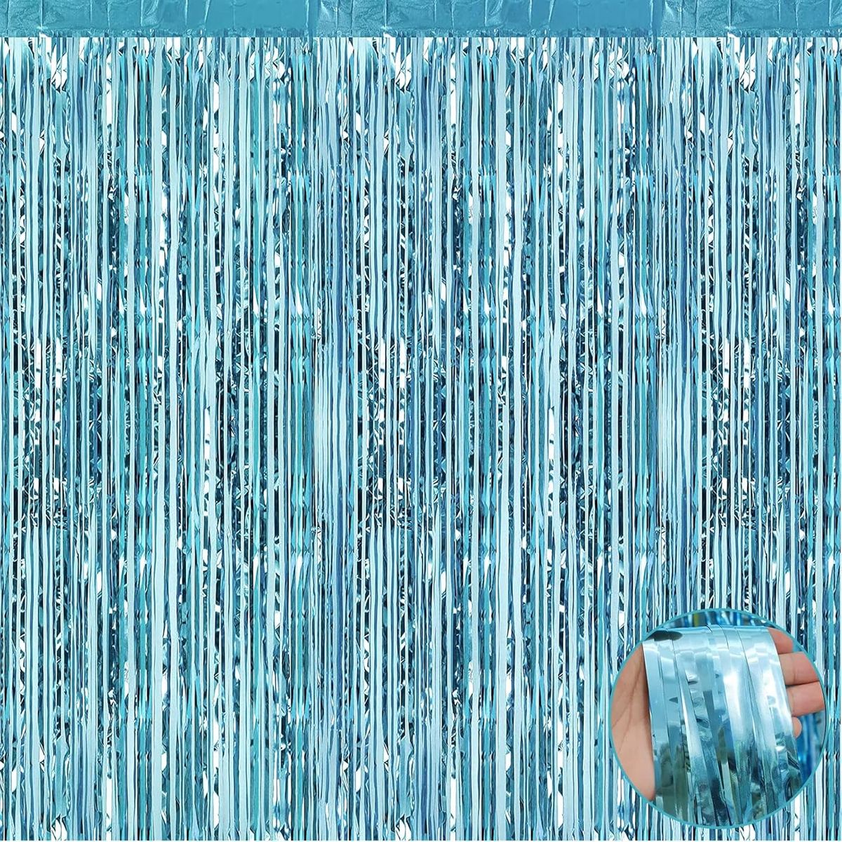 GENERICO - Cortinas Metalizadas Fiestas Cumpleaños X1 Und azul claro