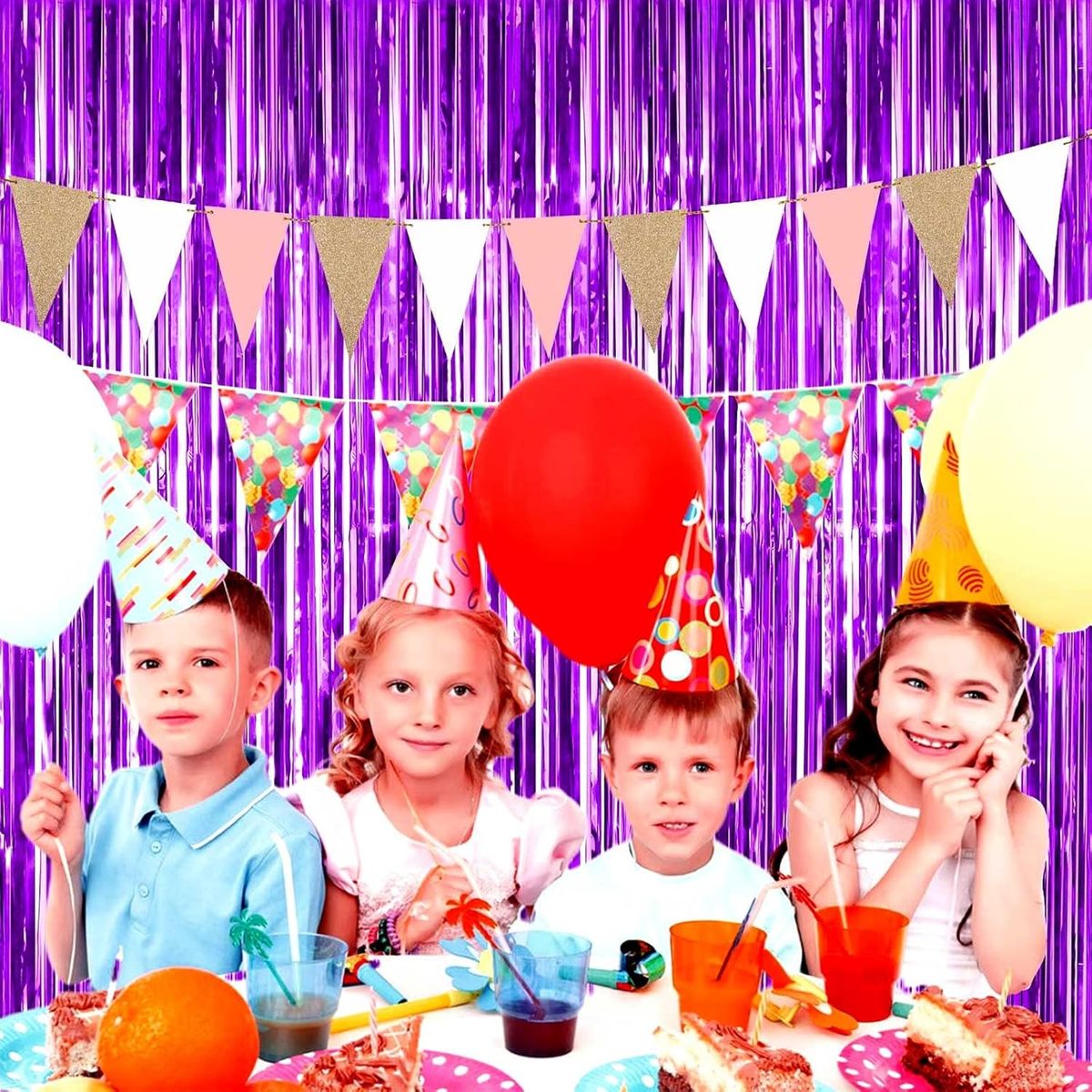 GENERICO - Cortinas Metalizadas Para Fiestas Cumpleaños X1 Und morado