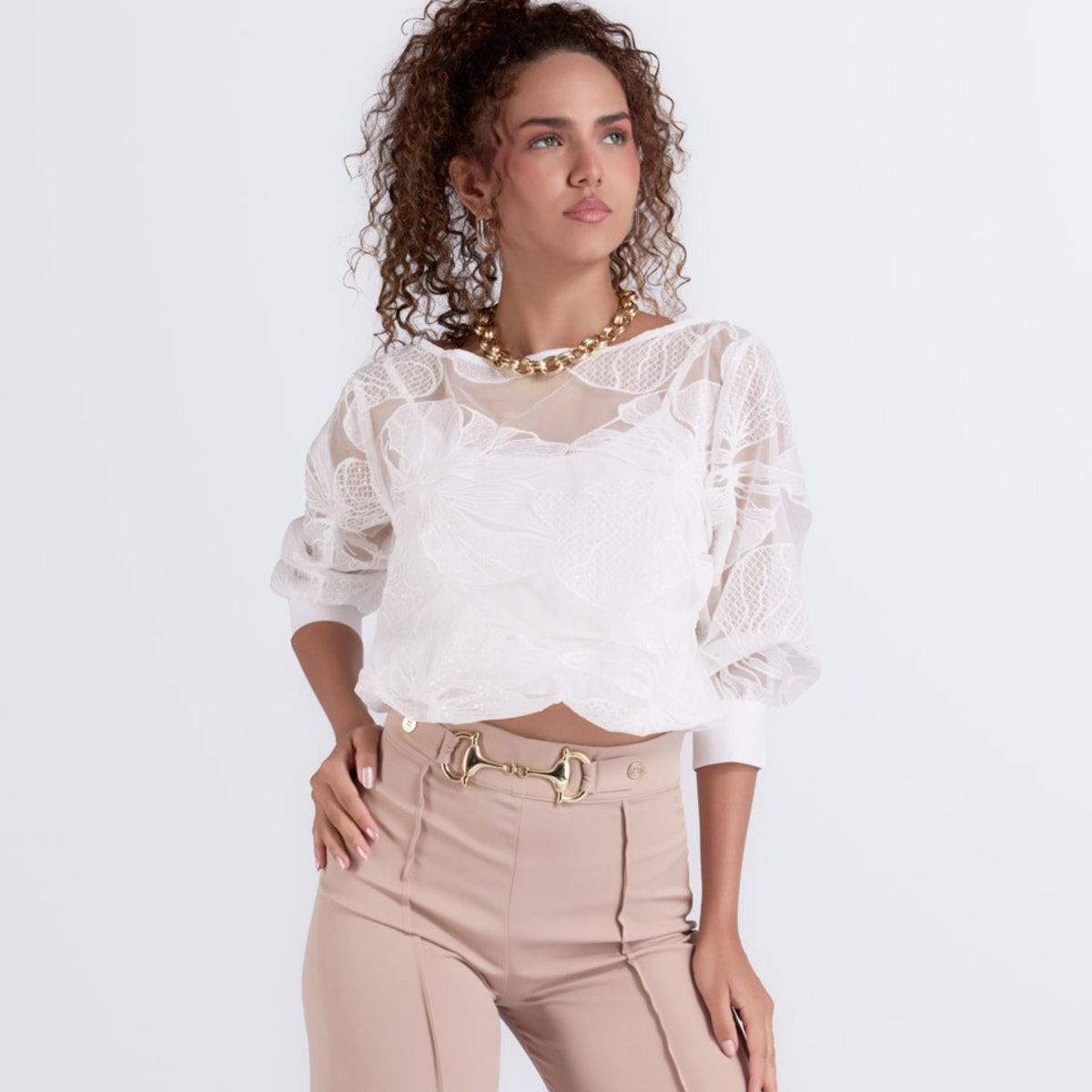 DEREK - Blusa Para Mujer Bordada Unicolor Derek