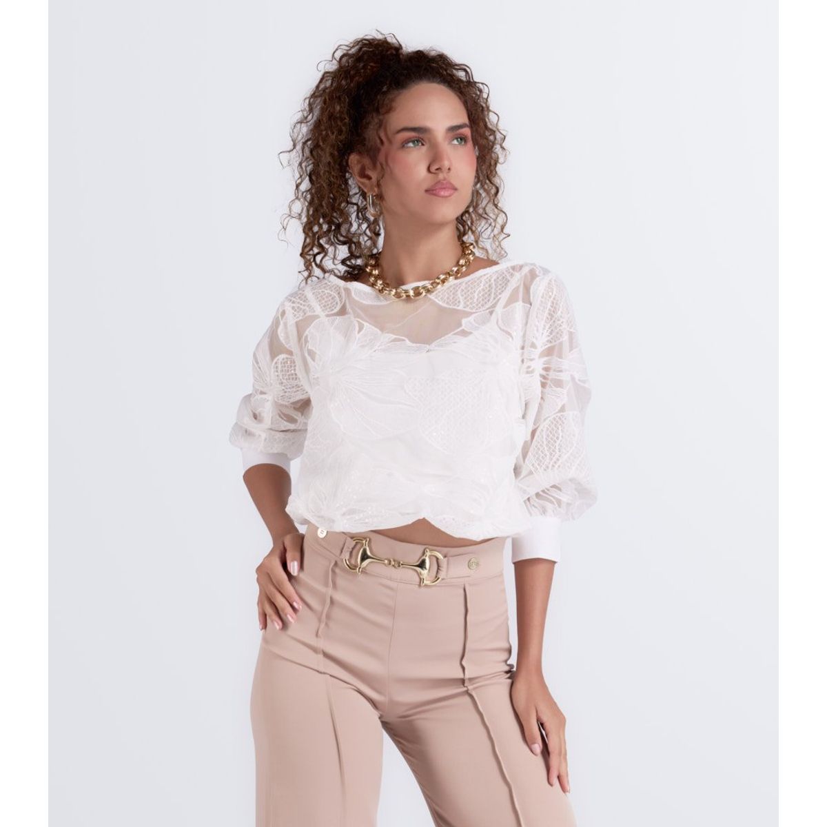 DEREK - Blusa Para Mujer Bordada Unicolor Derek