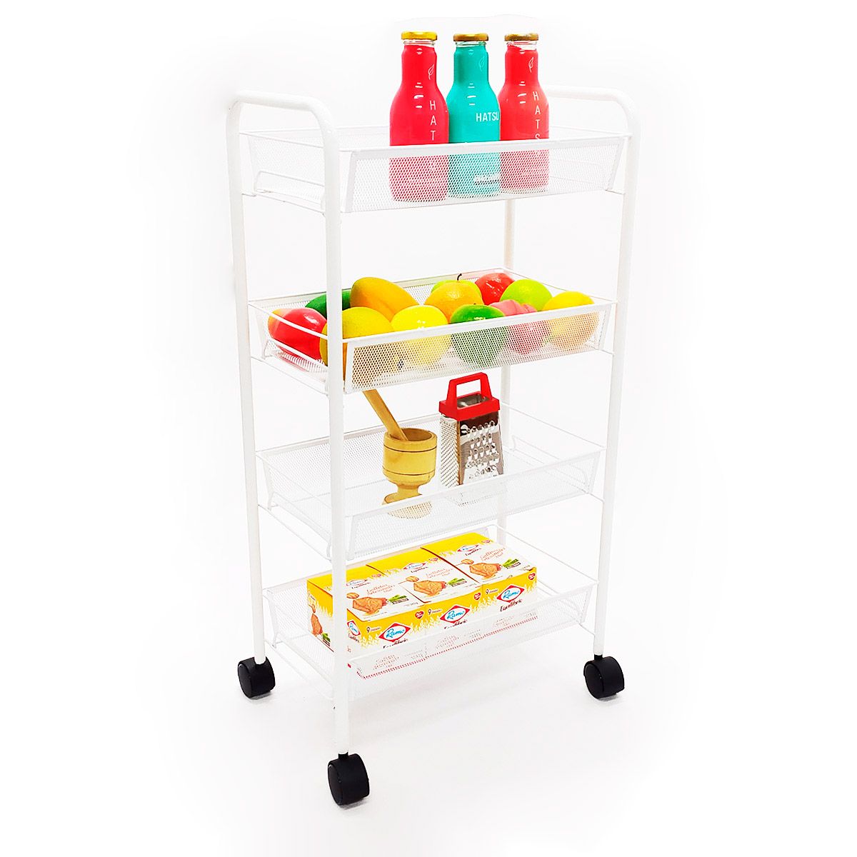 GENERICO - Carro Multiple 4 Canastas En Angeon blanco