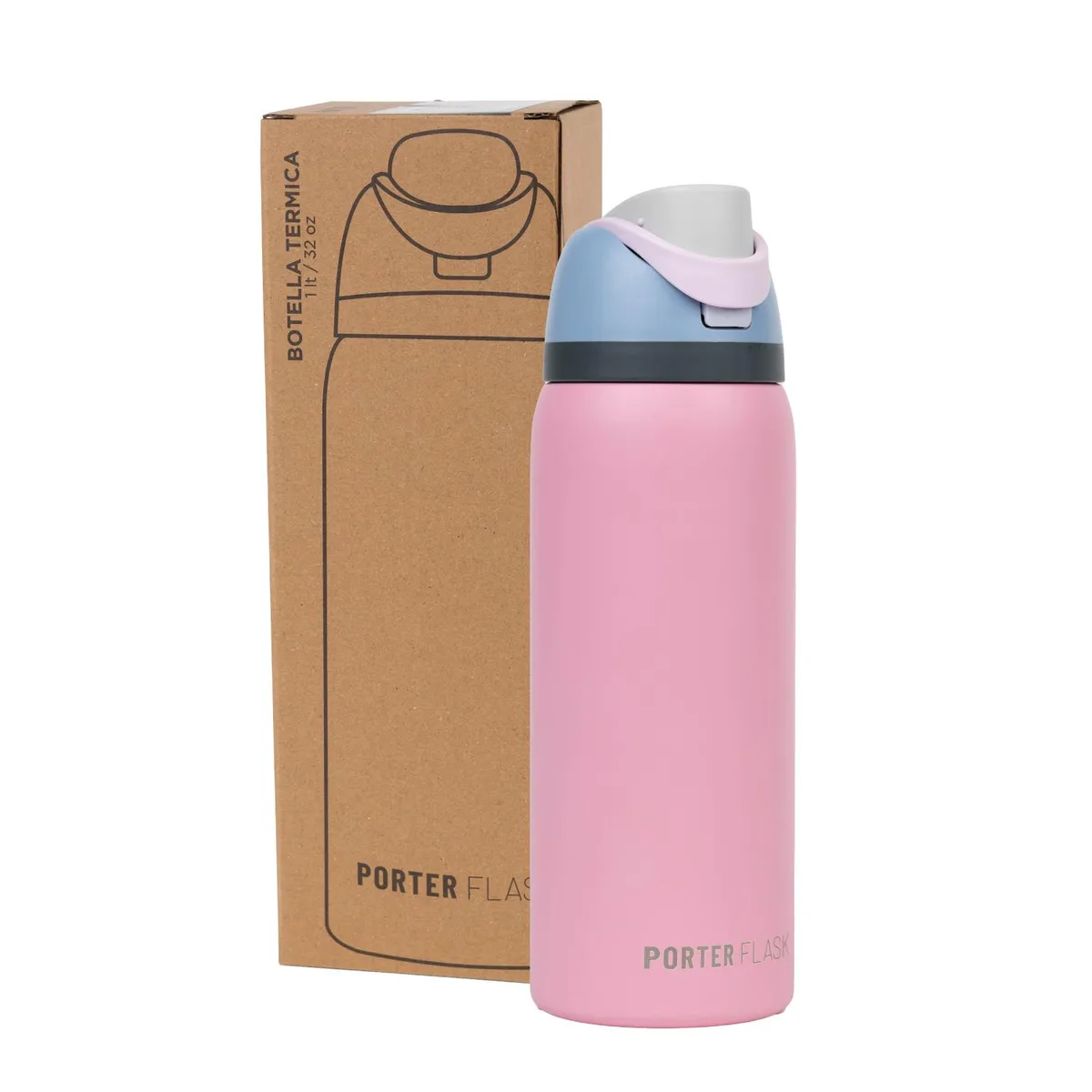 BUFFER FLASK - Botella Termica Termo Agua 1lt Porter Flask Acero Inoxidable - Rosa
